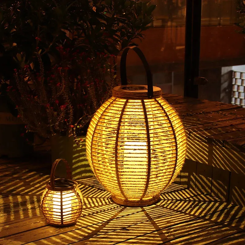 Outdoor Solar Garden Lamp: Waterproof Rattan Landscape Lantern for Lawn, LED Decorative Ambience Lighting