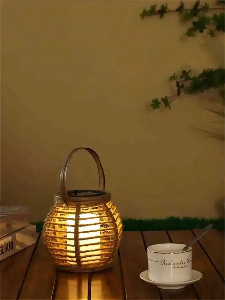 Outdoor Solar Garden Lamp: Waterproof Rattan Landscape Lantern for Lawn, LED Decorative Ambience Lighting