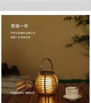 Outdoor Solar Garden Lamp: Waterproof Rattan Landscape Lantern for Lawn, LED Decorative Ambience Lighting