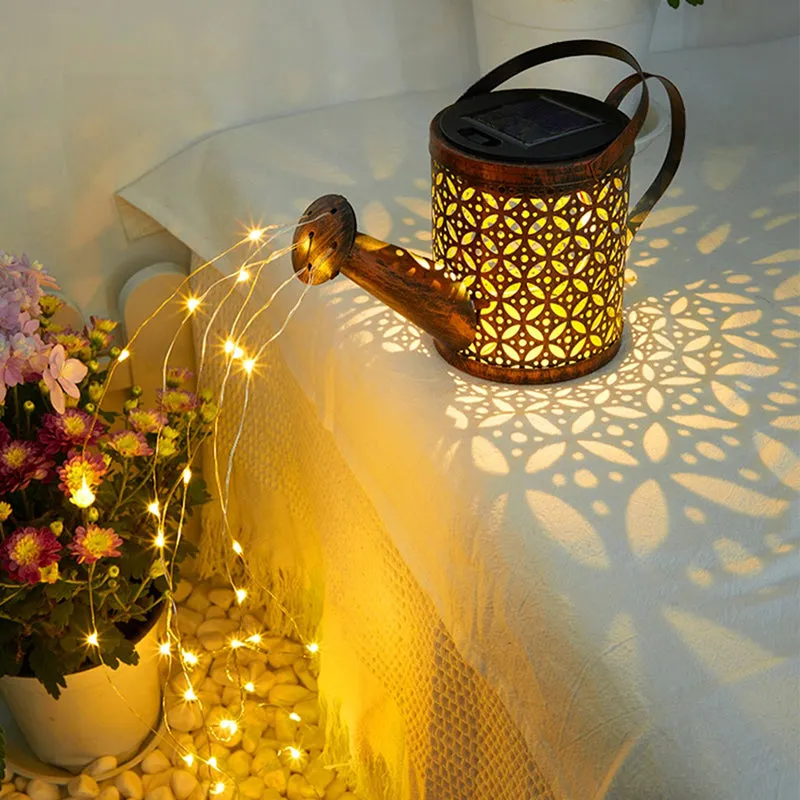 Outdoor Solar Hanging Lanterns Watering Can