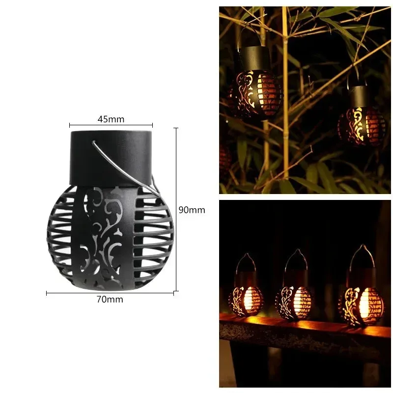 Outdoor Solar Lights Retro Lantern – Solar Flame Hanging Lamp for Garden & Yard Decor