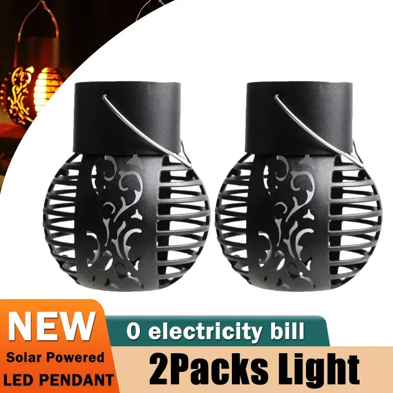 Outdoor Solar Lights Retro Lantern – Solar Flame Hanging Lamp for Garden & Yard Decor