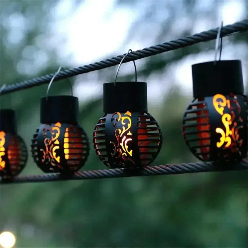 Outdoor Solar Lights Retro Lantern – Solar Flame Hanging Lamp for Garden & Yard Decor