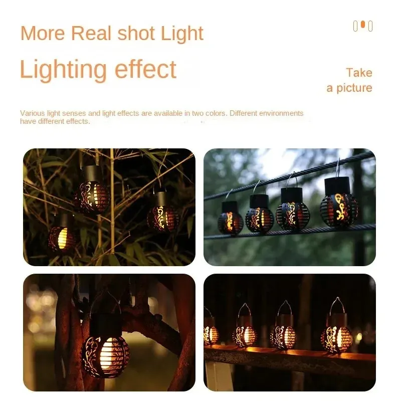 Outdoor Solar Lights Retro Lantern – Solar Flame Hanging Lamp for Garden & Yard Decor
