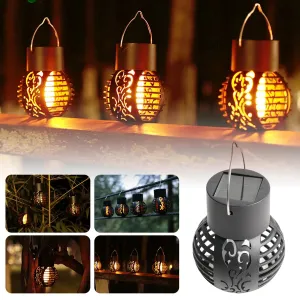 Outdoor Solar Lights Retro Lantern – Solar Flame Hanging Lamp for Garden & Yard Decor