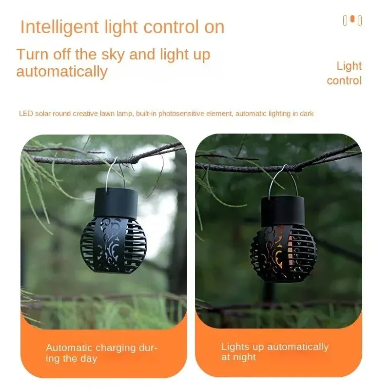 Outdoor Solar Lights Retro Lantern – Solar Flame Hanging Lamp for Garden & Yard Decor