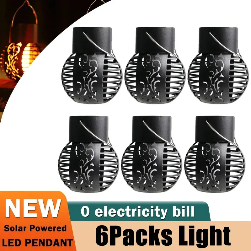 Outdoor Solar Lights Retro Lantern – Solar Flame Hanging Lamp for Garden & Yard Decor
