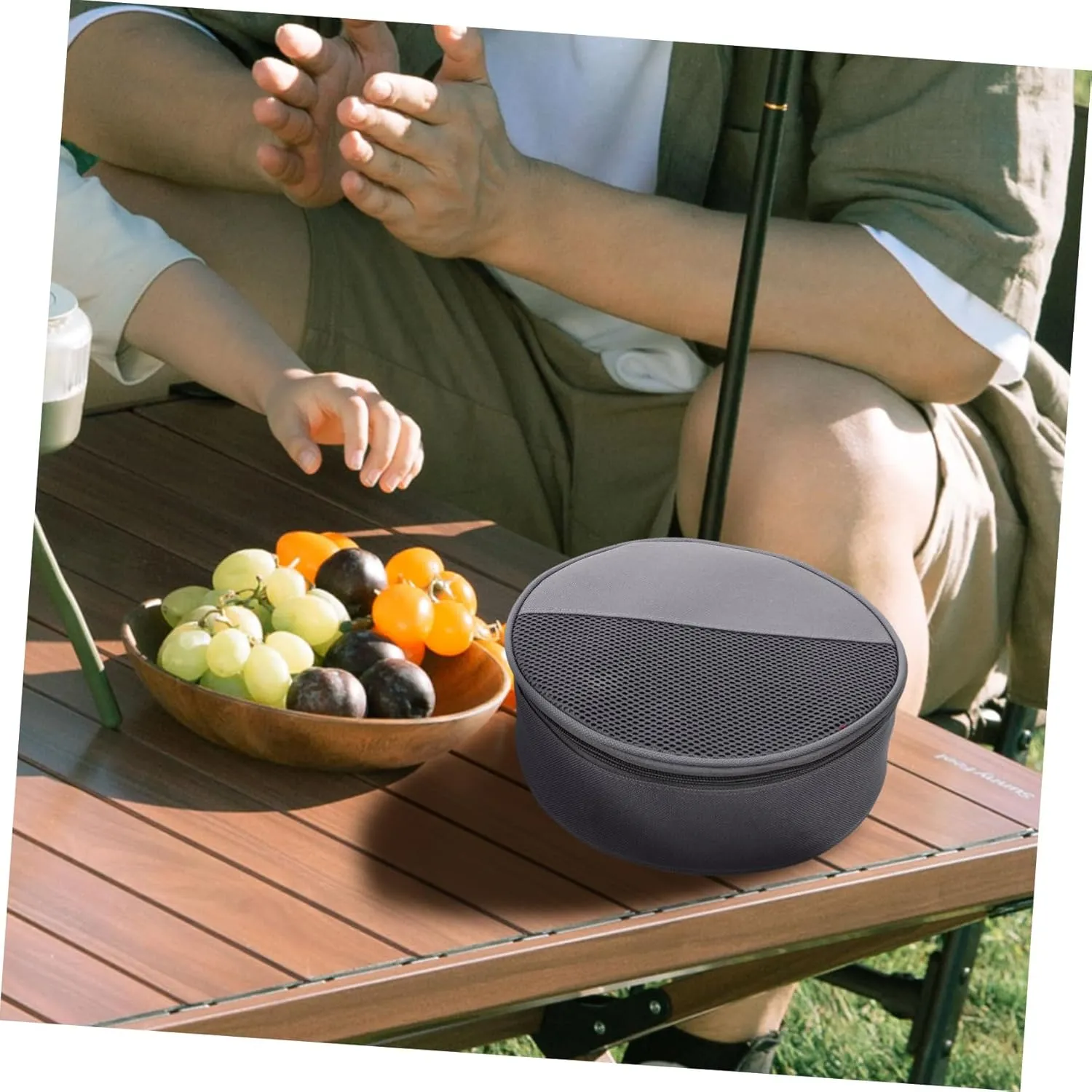 Outdoor Tableware Bag Canvas Bag Round Dish Container Bag for Plate Tableware Pouch Camping Supplies