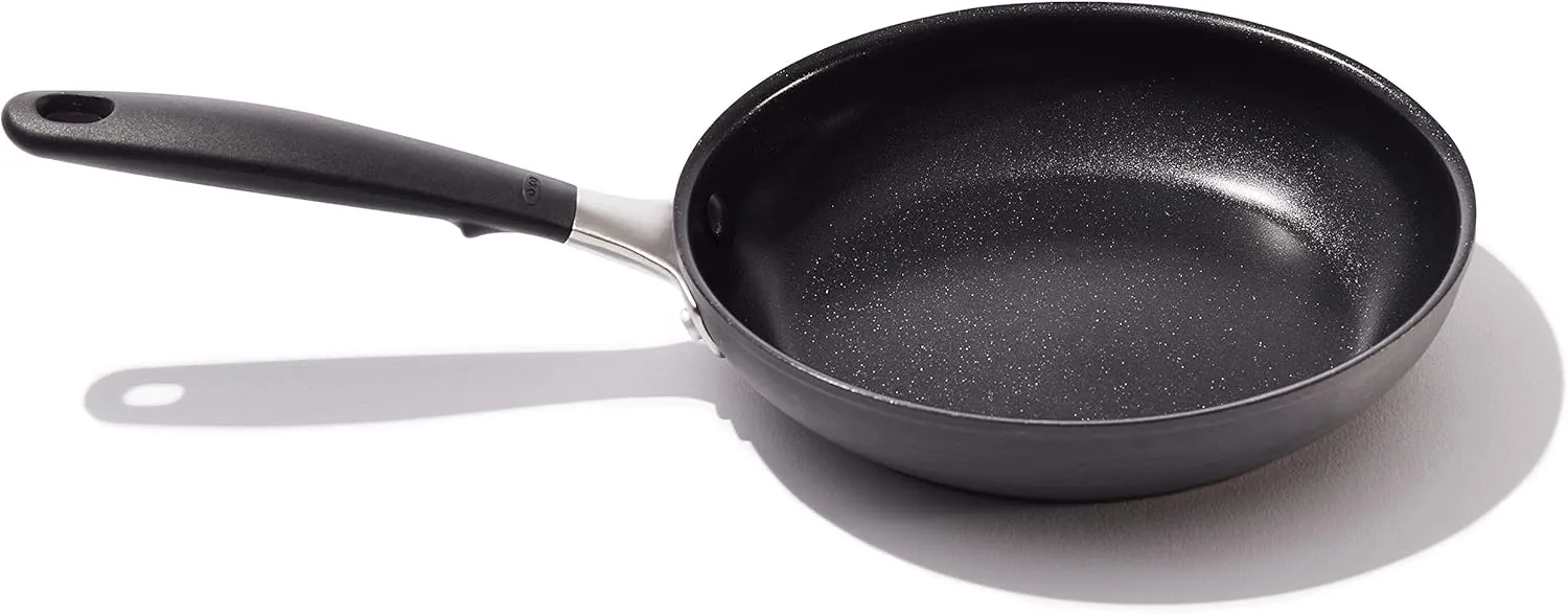 OXO Good Grips 8" Frying Pan Skillet, 3-Layered German Engineered Nonstick Coating, Stainless Steel Handle with Nonslip Silicone, Black