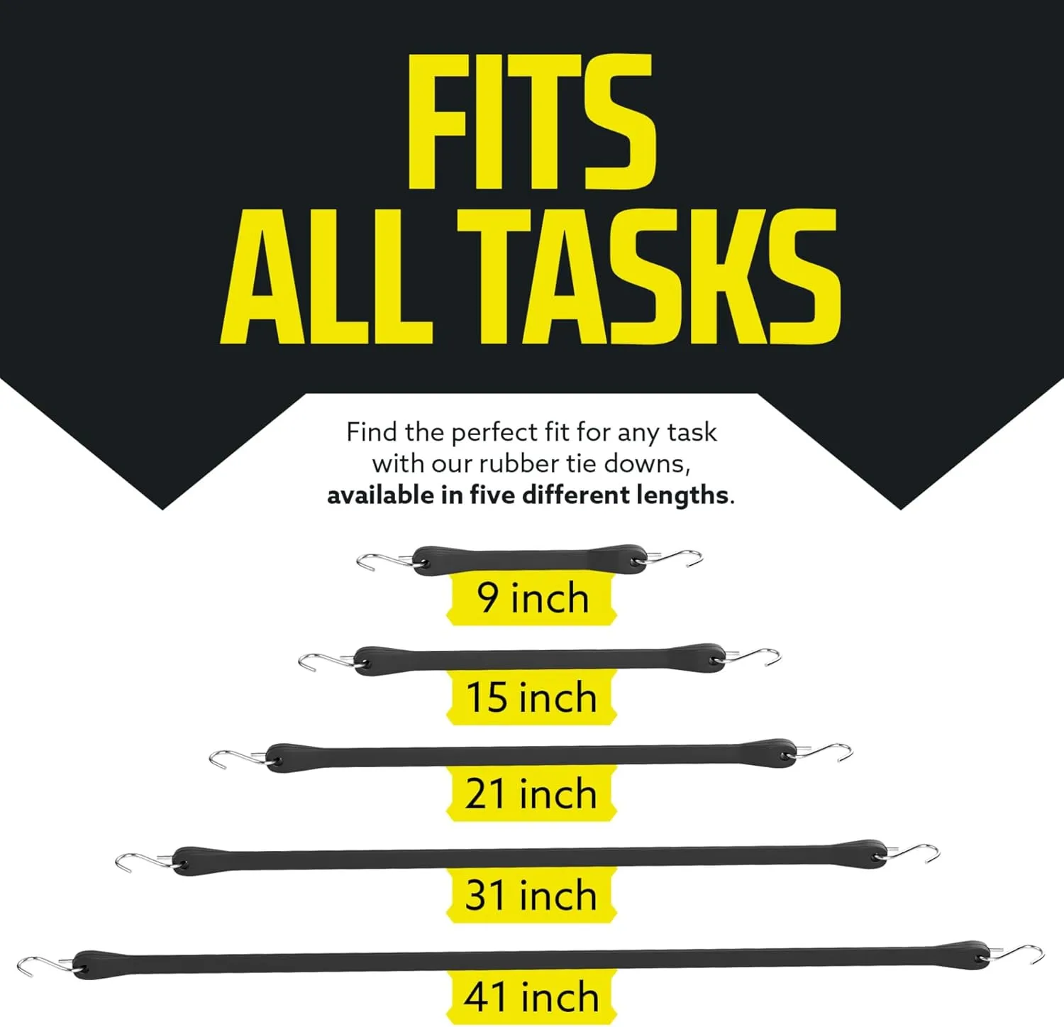 Pack of 50 Tarp Straps for Flatbed Trailers, 21" Long Natural Rubber Bungee Cord Tie-Downs Ideal for Securing Tarps, Canvases, Cargo in Cold Climates | Tie-Downs w/ Metal S-Hooks