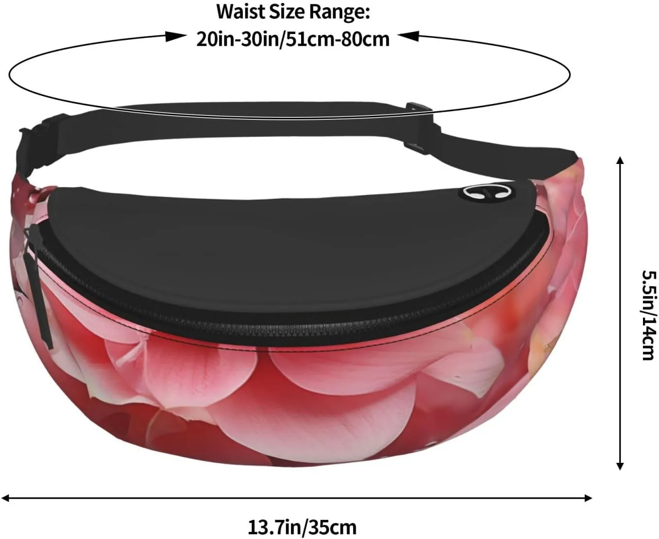 Pink Petals Fanny Pack for Man Women Waist Bag Adjustable Belt Casual Chest Bag Bum Bags for Travel Sports Running Hiking Waist Packs