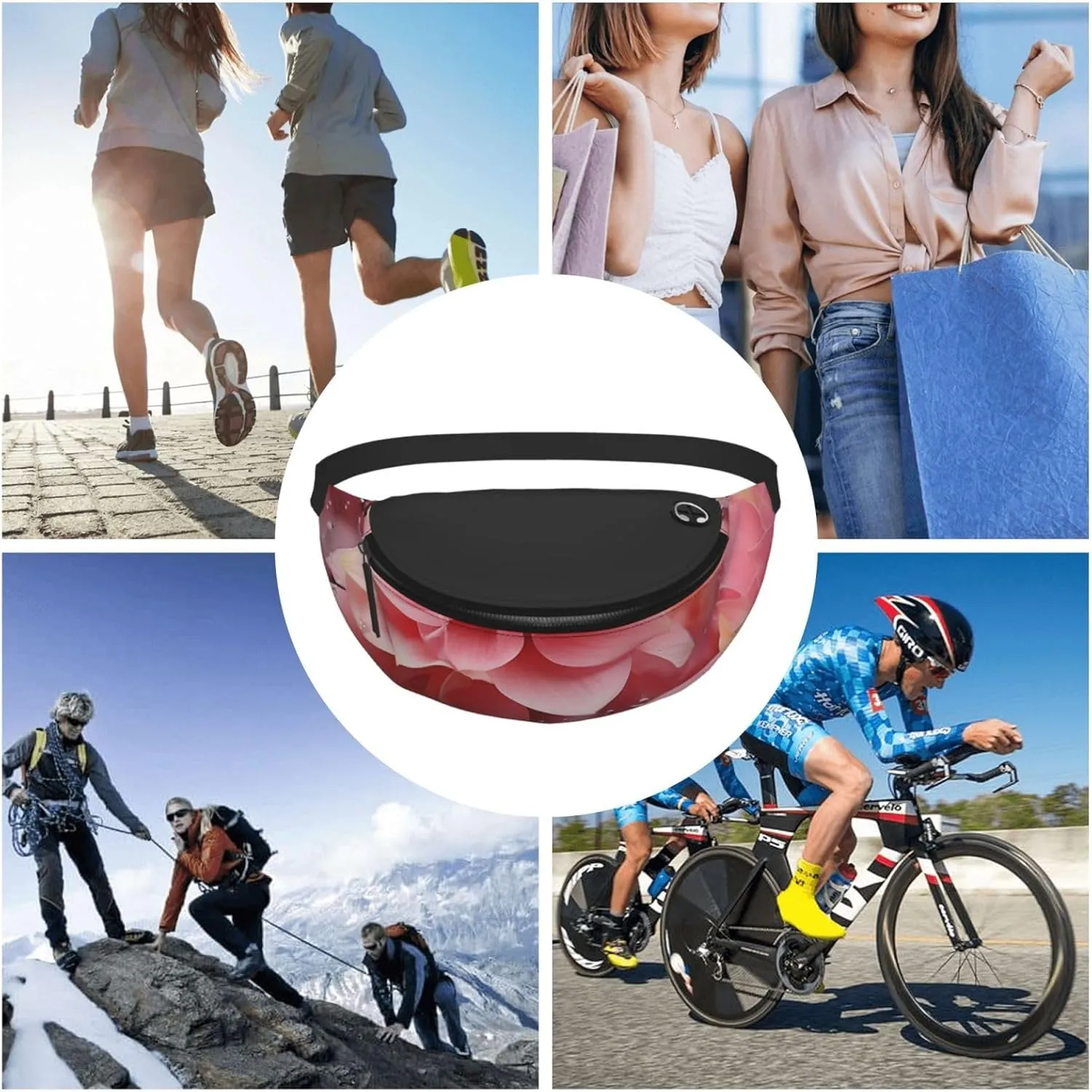 Pink Petals Fanny Pack for Man Women Waist Bag Adjustable Belt Casual Chest Bag Bum Bags for Travel Sports Running Hiking Waist Packs