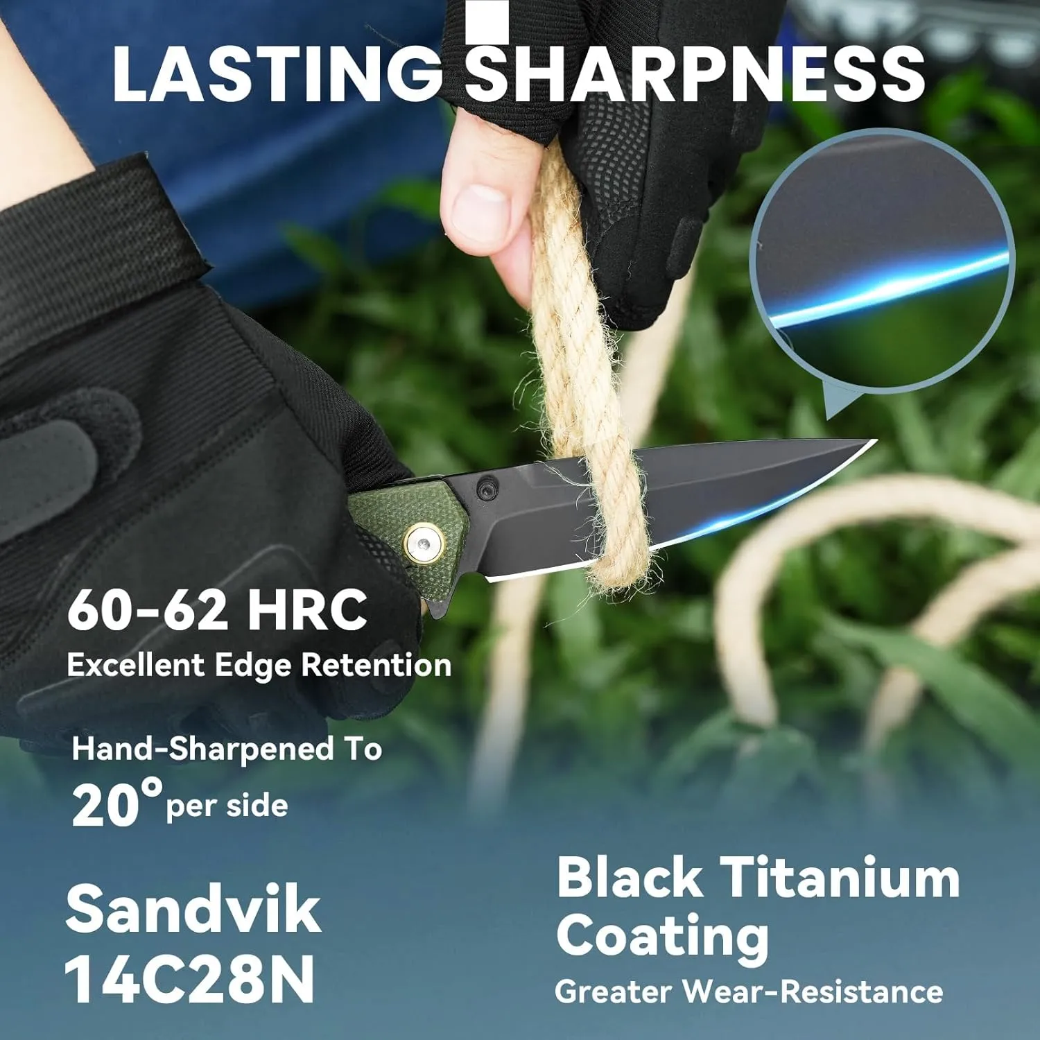 Pocket Knife For Men, Folding Pocket Knife With 3.77" Sandvik 14C28N Blade & Micarta Handle, Flipper Knife With 2-way Assisted Opening, EDC Knife With Deep Pocket Clip For Hunting, Camping