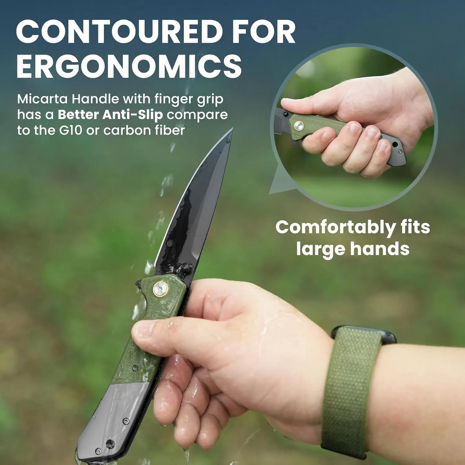 Pocket Knife For Men, Folding Pocket Knife With 3.77" Sandvik 14C28N Blade & Micarta Handle, Flipper Knife With 2-way Assisted Opening, EDC Knife With Deep Pocket Clip For Hunting, Camping