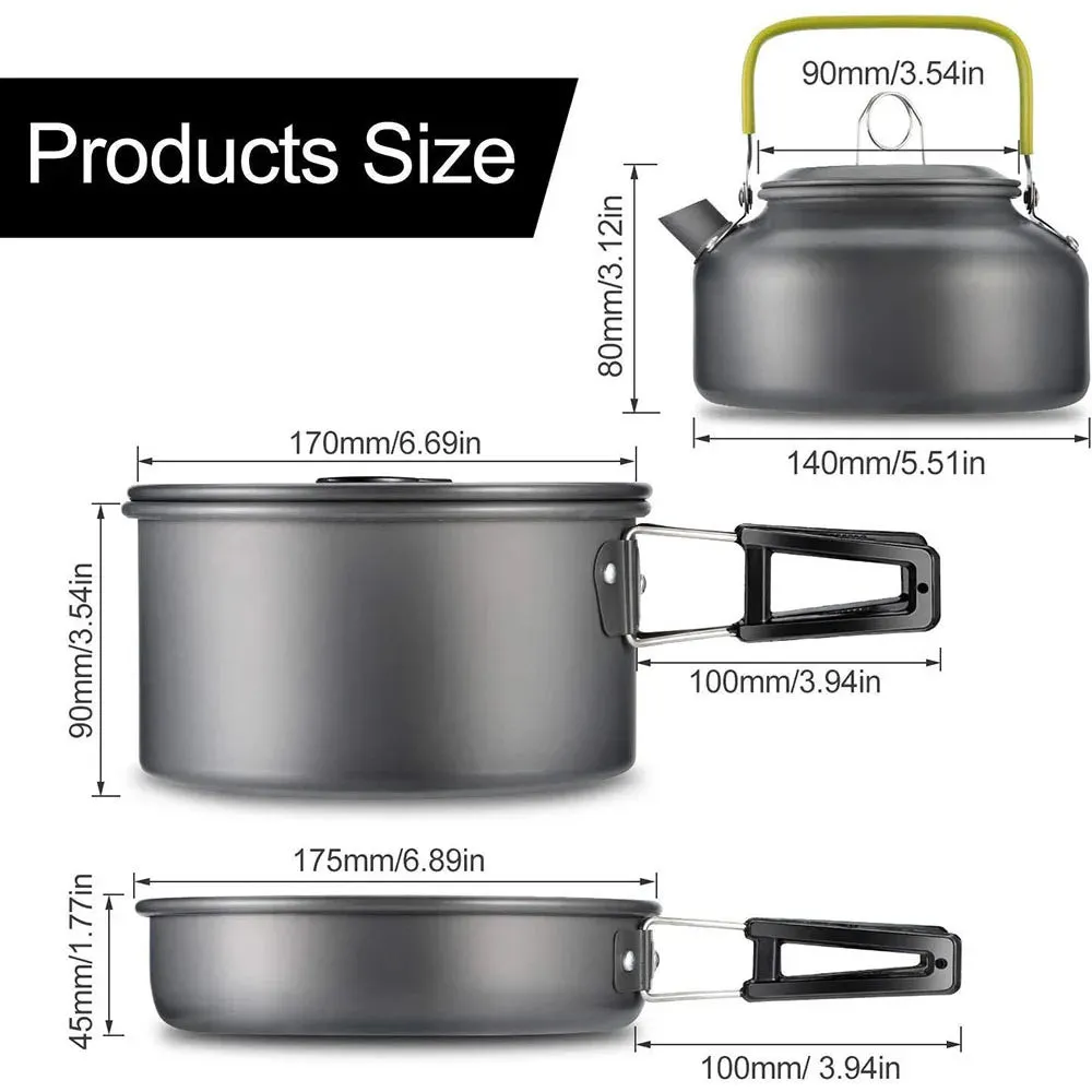 Portable Aluminum Nonstick Camping Cookware Set - Outdoor Tableware for Hiking, BBQ, and Picnics