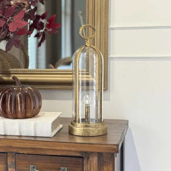 Portable Brass Finish LED Lantern