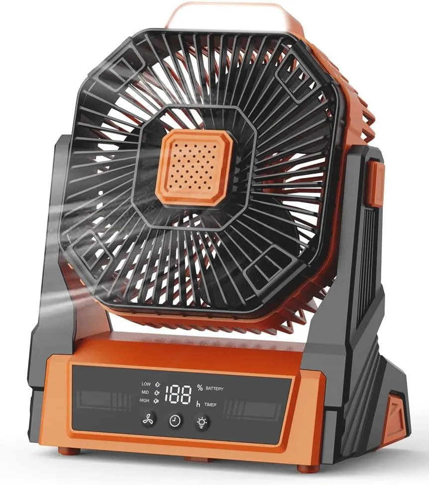 Portable Fan Rechargeable, 20000mAh Battery Powered Desk Fan with LED Lantern, Battery Operated Personal Tent Fans for Camping, Travel, Home, Bedroom, Jobsite, Beach Vacation Essentials