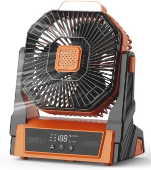 Portable Fan Rechargeable, 20000mAh Battery Powered Desk Fan with LED Lantern, Battery Operated Personal Tent Fans for Camping, Travel, Home, Bedroom, Jobsite, Beach Vacation Essentials