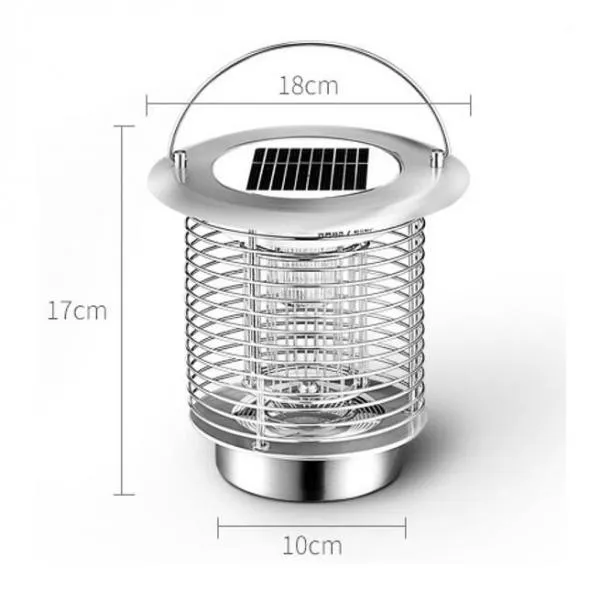 Portable Stainless Steel Solar UV Mosquito Zapper Lantern - Silver