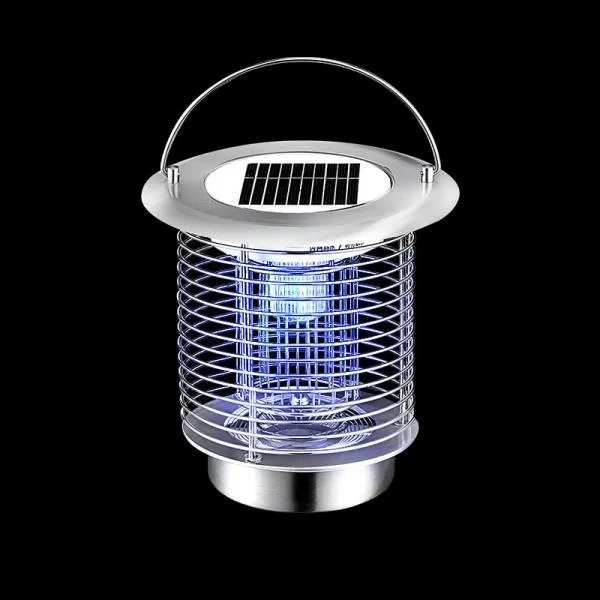 Portable Stainless Steel Solar UV Mosquito Zapper Lantern - Silver