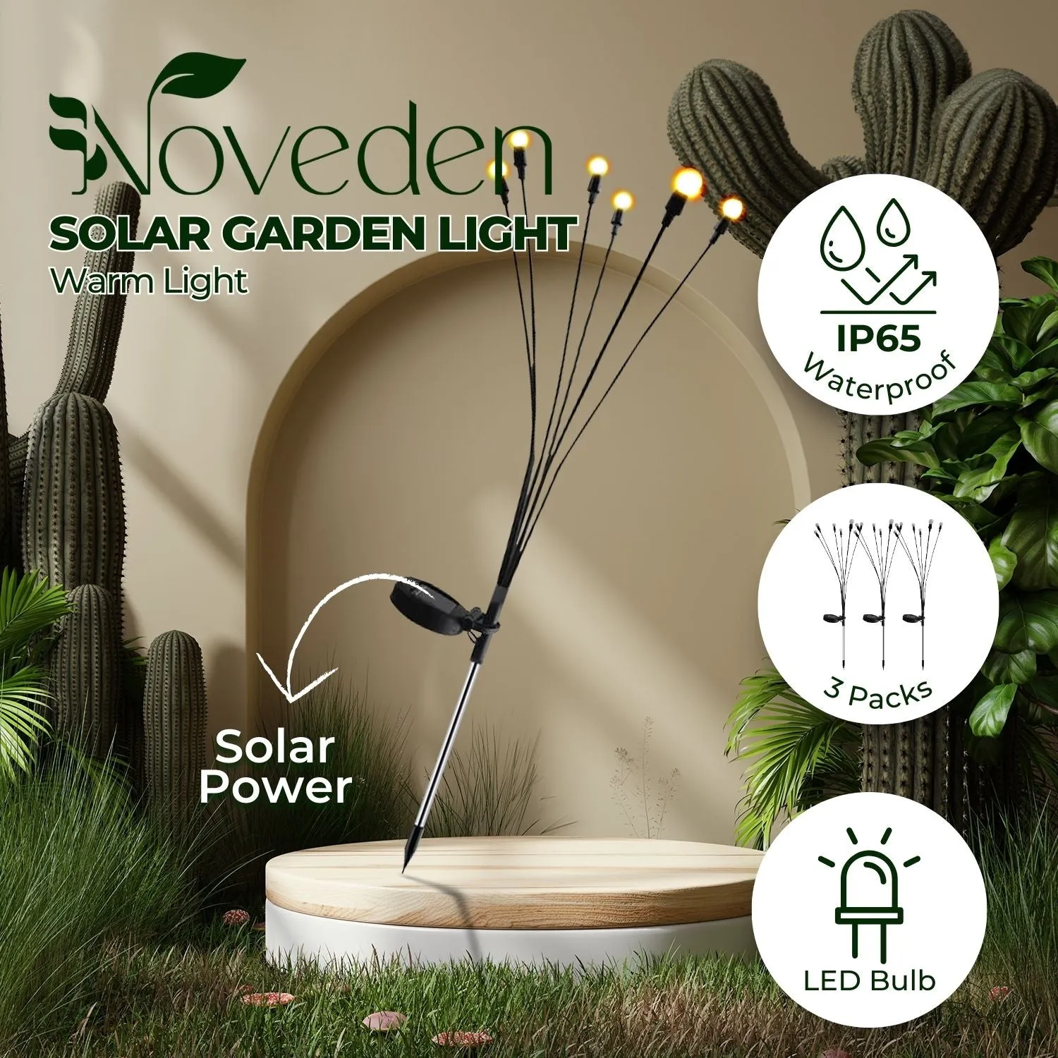 Powered (Warm) Touch-sensitive NOVEDEN Solar 3 Firefly Lights Premium for less Pieces