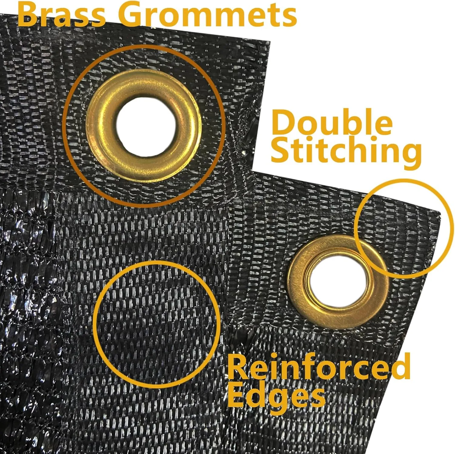 POYEE 90% 6.5ftx15ft Black Shade Cloth Taped Edge with Brass Grommets Garden Sun Shade UV Resistant Sunblock Shade Net for Outdoor Plants Vegetables Greenhouse