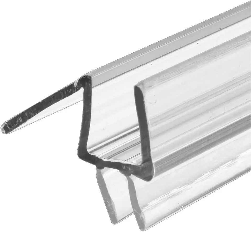Prime-Line M 6258 Frameless Shower Door Bottom Seal for 3/8 In. Thick Glass Doors Stop Shower Leaks and Create a Water Barrier, 36 In., Clear Vinyl (Pack of 4)
