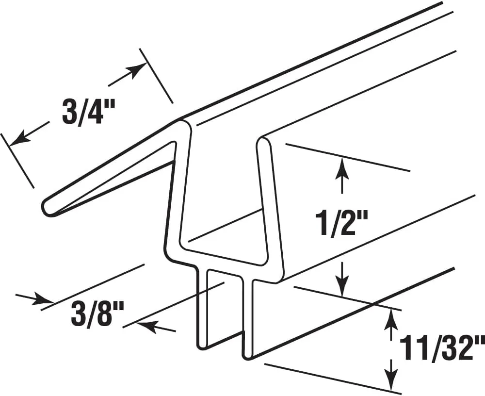 Prime-Line M 6258 Frameless Shower Door Bottom Seal for 3/8 In. Thick Glass Doors Stop Shower Leaks and Create a Water Barrier, 36 In., Clear Vinyl (Pack of 4)