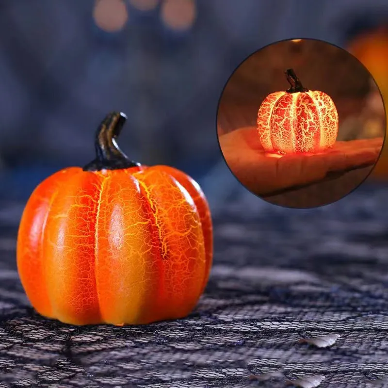 Pumpkin LED Candle Lamp, Halloween Lantern, Resin Lighted Pumpkin
