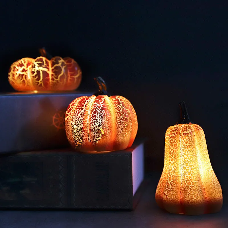 Pumpkin LED Candle Lamp, Halloween Lantern, Resin Lighted Pumpkin