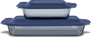 Pyrex Colors (2-Pack, Full Set) Tinted Glass Baking Dish with BPA-Free Lid, Oblong Bakeware Glass Pan For Casserole & Lasagna, Dishwasher, Freezer, Microwave and Pre-Heated Oven Safe, Smoke