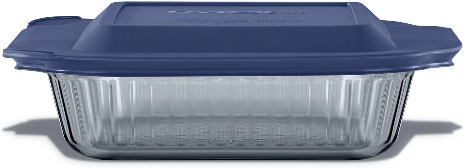 Pyrex Colors (8"x8") Tinted Glass Baking Dish with BPA-Free Lid, Oblong Bakeware Glass Pan For Casserole & Lasagna, Dishwasher, Freezer, Microwave and Pre-Heated Oven Safe, Smoke