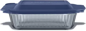 Pyrex Colors (8"x8") Tinted Glass Baking Dish with BPA-Free Lid, Oblong Bakeware Glass Pan For Casserole & Lasagna, Dishwasher, Freezer, Microwave and Pre-Heated Oven Safe, Smoke
