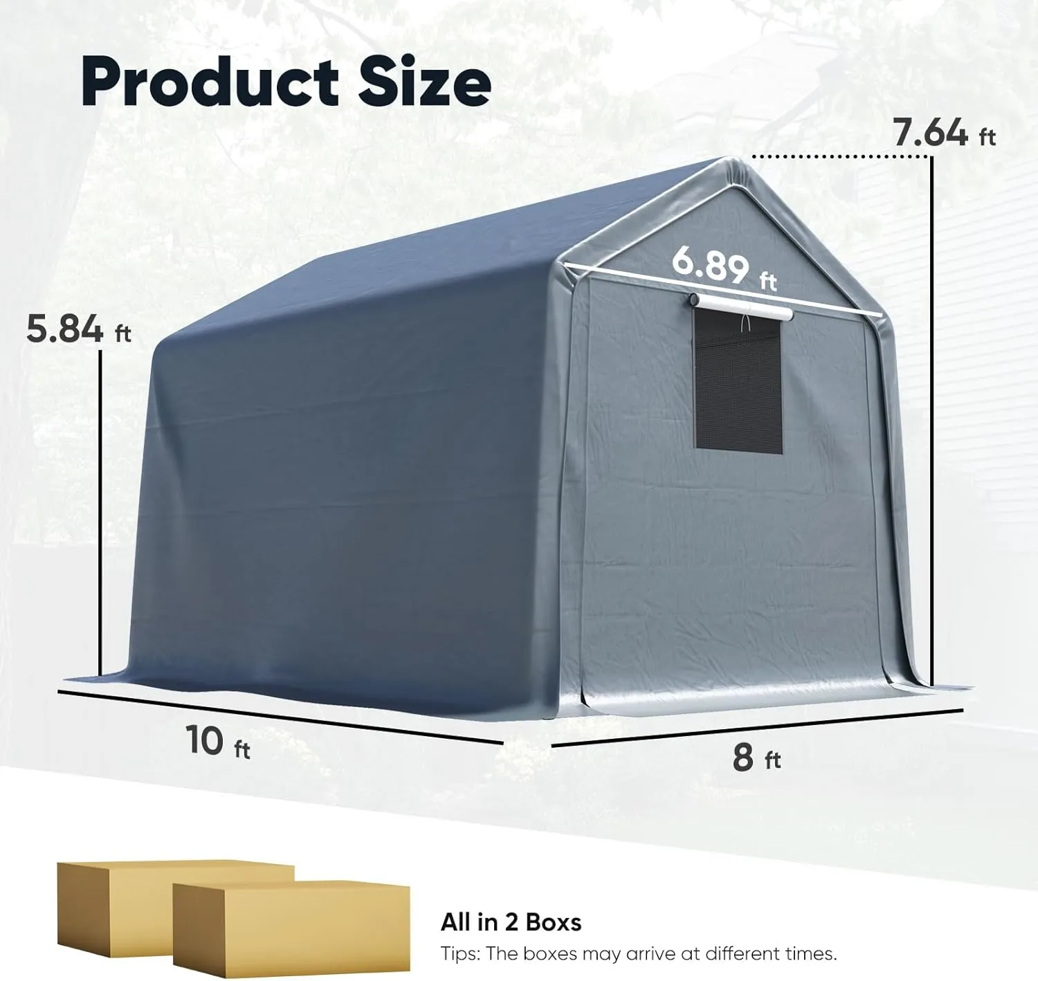 Quictent Heavy Duty 8x10FT Carport Shelter with Roll-Up Mesh Windows, Portable Garage Canopy for Motorcycle Storage, Outdoor Equipment, Patio Furniture Cover - Dark Gray