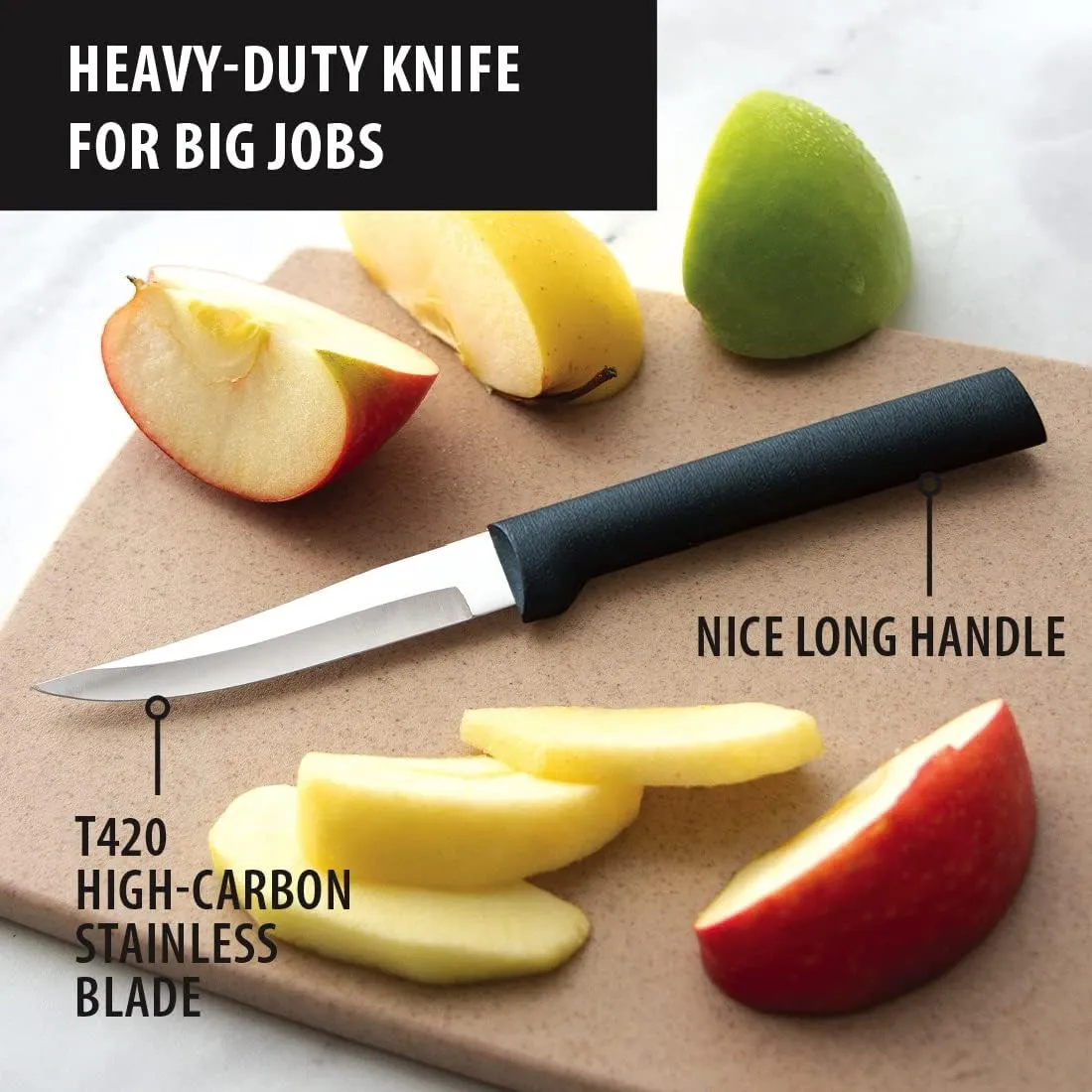 RADA Cutlery Heavy Duty Paring Knife, Black Handle, Pack of 6