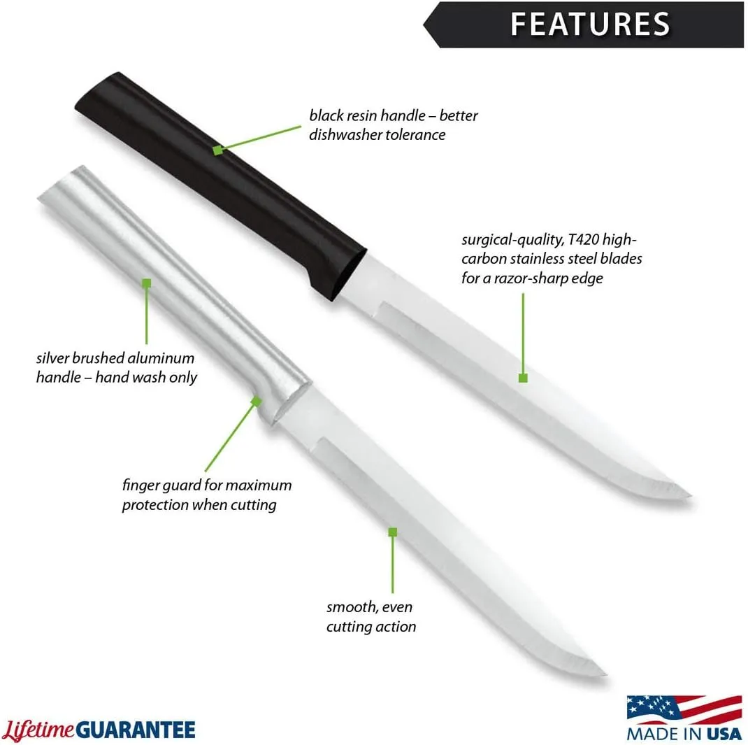 RADA Cutlery Utility Steak Knife, Black Handle, Pack of 2