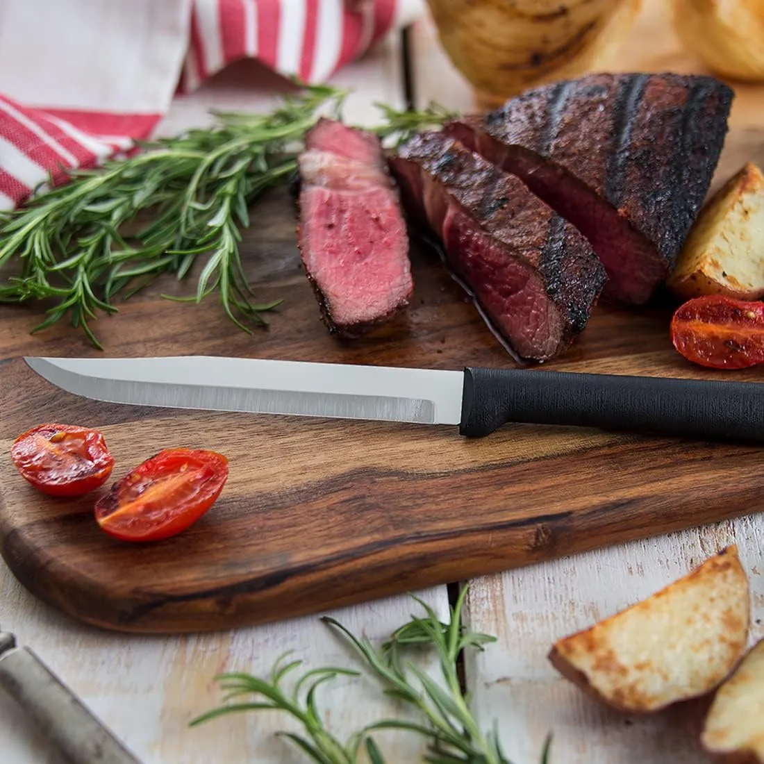 RADA Cutlery Utility Steak Knife, Black Handle, Pack of 2