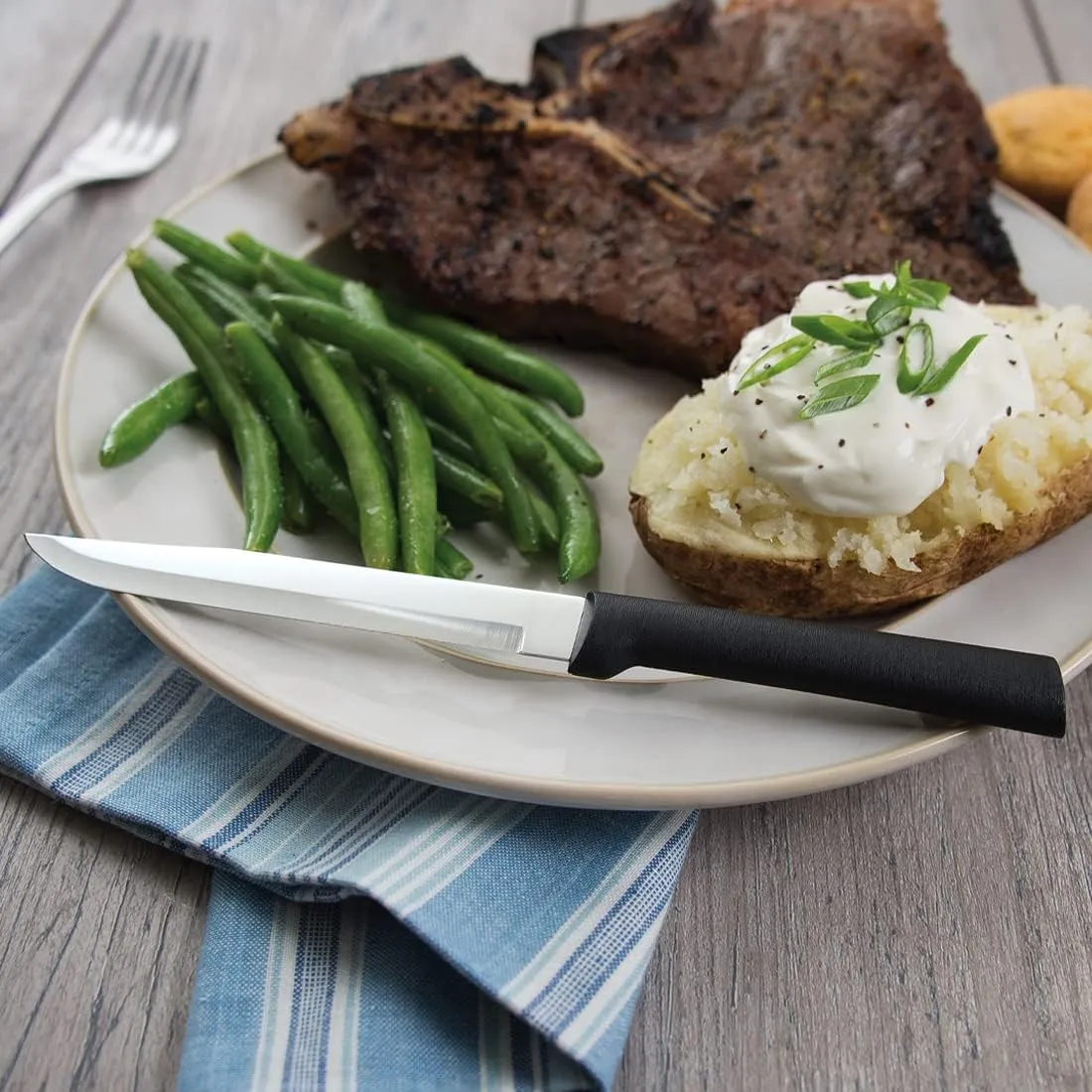 RADA Cutlery Utility Steak Knife, Black Handle, Pack of 2