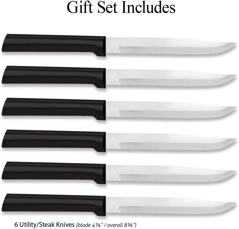 Rada Cutlery Utility Steak Knives Gift Set – Stainless Steel Knife Made in the USA, Set of 6