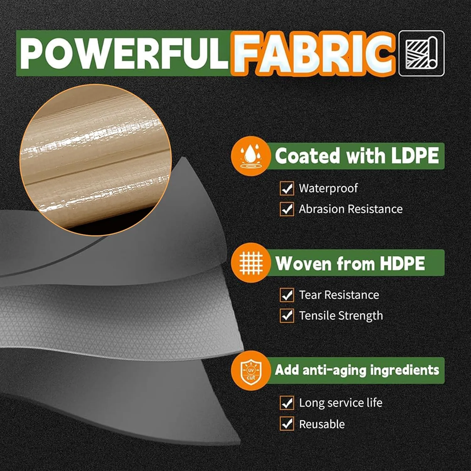 RAINDEWAY 6x10 Feet Heavy Duty 12 Mil Tan Poly Tarp Cover,UV Resistant,Weatherproof,Durable,Multipurpose Waterproof Small Tarp with Grommets and Reinforced Edges