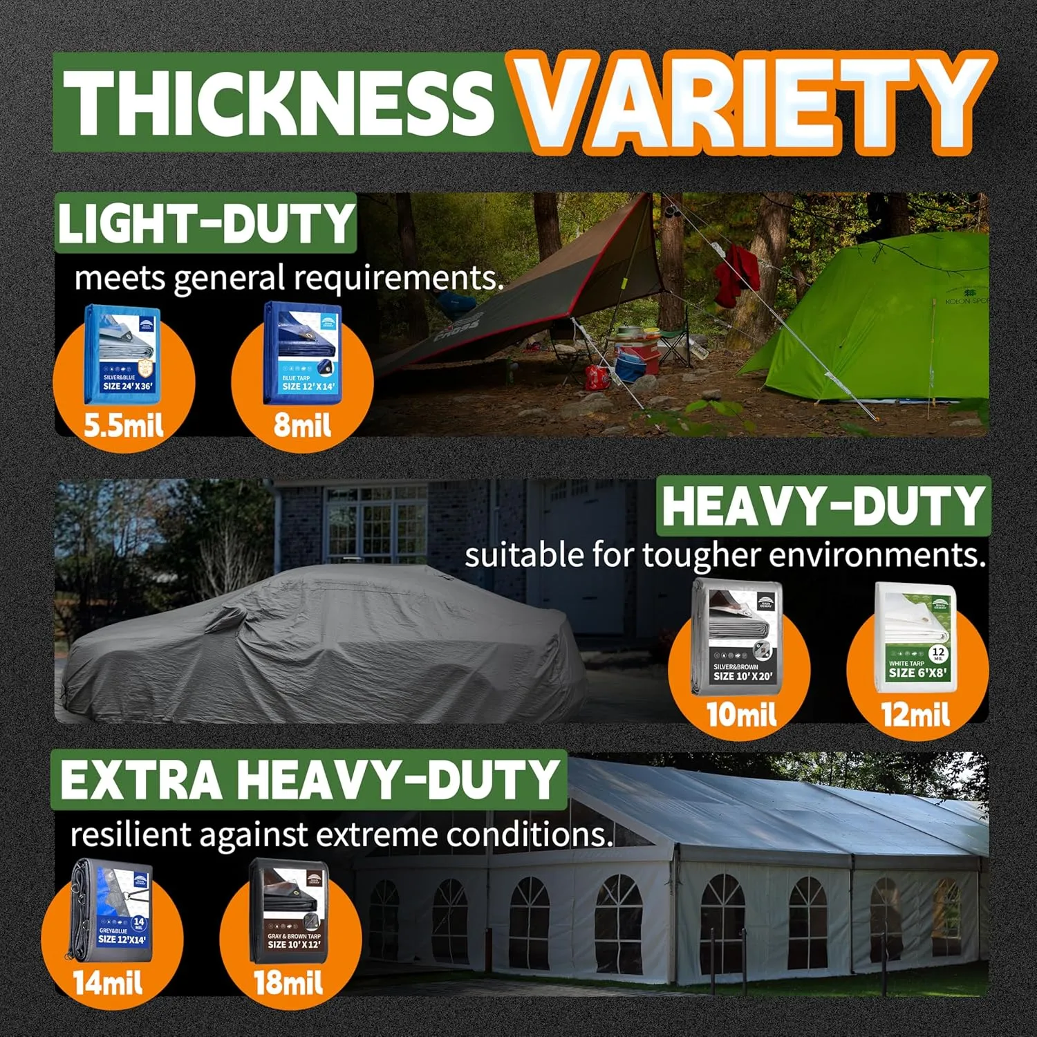 RAINDEWAY 6x10 Feet Heavy Duty 12 Mil Tan Poly Tarp Cover,UV Resistant,Weatherproof,Durable,Multipurpose Waterproof Small Tarp with Grommets and Reinforced Edges