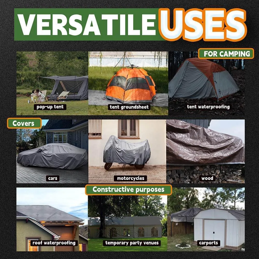 RAINDEWAY Tarps - 20x30 Feet, 5.5 Mil Thick, Multipurpose Waterproof Poly Tarp Cover with Metal Grommets and Reinforced Edges, Silver/Blue Large Tarp