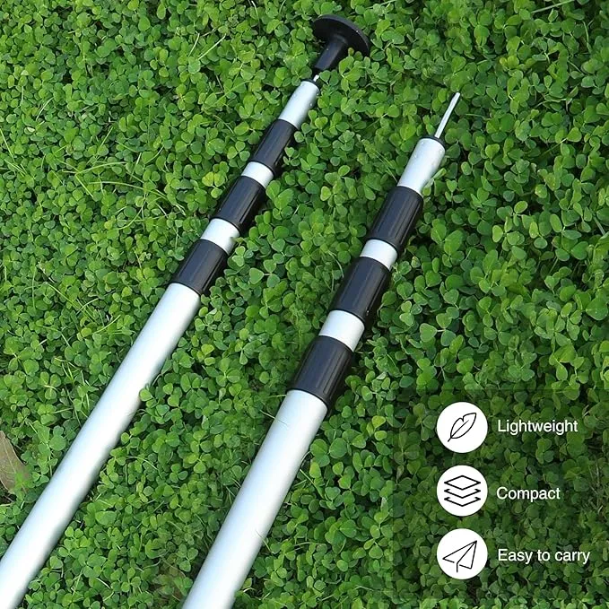 REDCAMP Aluminum Adjustable Camping Tarp Poles, 30in to 90in Telescoping Lightweight Tent Poles for Shelter, Awning, Hammock Rain Fly (Grey, Set of 2)