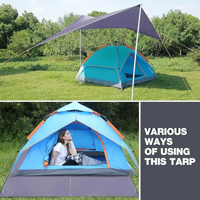 REDCAMP Large Waterproof Camping Tarp Lightweight, Multifunctional Insulated Tent Footprint for Camping Hiking Backpacking, Grey 118"x165"