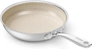 Redchef Ceramic Frying Pan, Hybrid Non Stick 8 Inch Frying Pan Omelette Egg, Tri-Ply Stainless Steel Skillet, Non Toxic, PFAS PFOA & PTFE Free, Dishwasher & Oven Safe, Compatible with All Cooktops