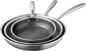 Redchef Non Stick Frying Pans, Hybrid Ceramic Frying Pan, Nonstick Skillets with Stay-Cool Handle, Non Toxic, PFAS PFOA & PTFE Free, Dishwasher & Oven Safe, Compatible with All Cooktops (8 10 12 inch)