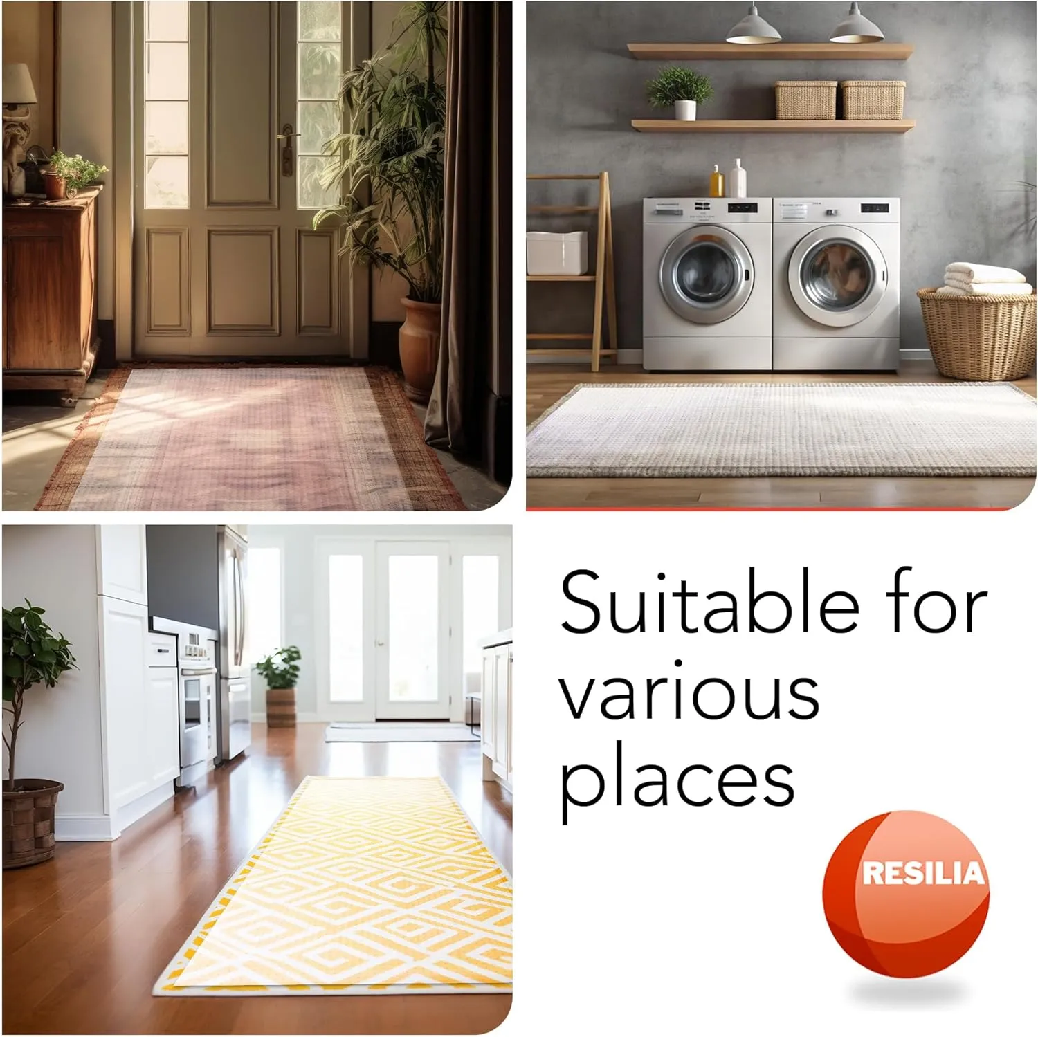 Resilia Industrial Deep Pile Carpet Runner - Crosshatch Pattern Non Slip Carpet & Rug Protector Mat, Waterproof Clear Plastic Vinyl Floor Covering, 24 Inches Wide x 6 Feet Long