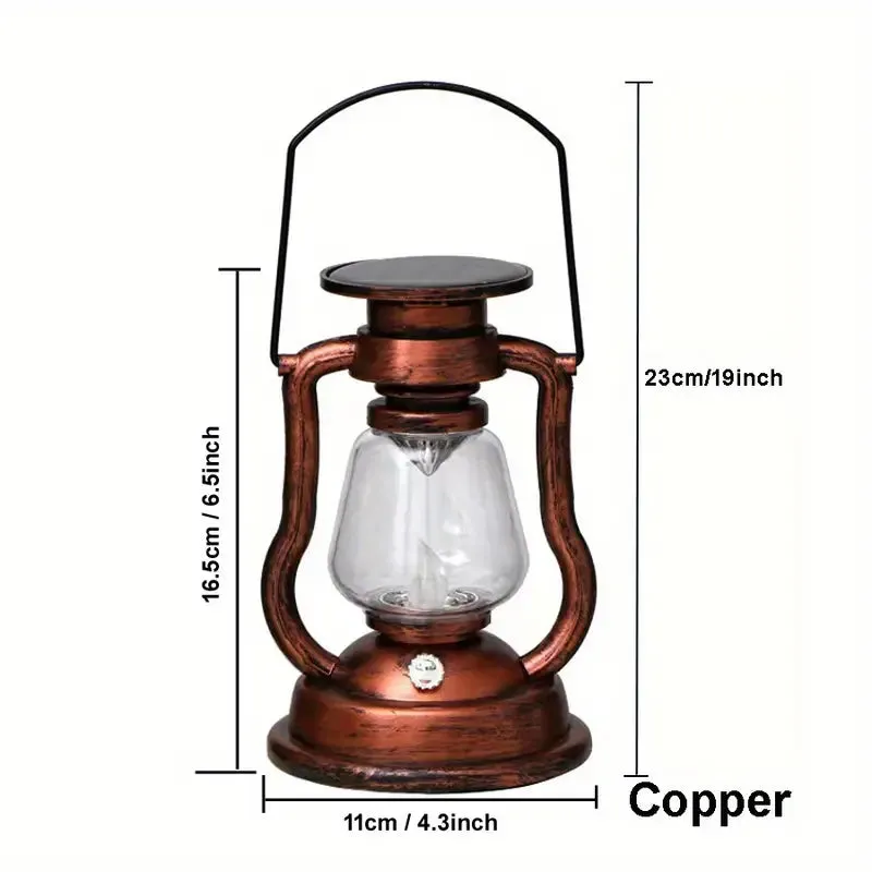 Retro Kerosene Lamp LED Horse Lantern Outdoor Waterproof Portable Rechargeable Solar Powered Flame Light