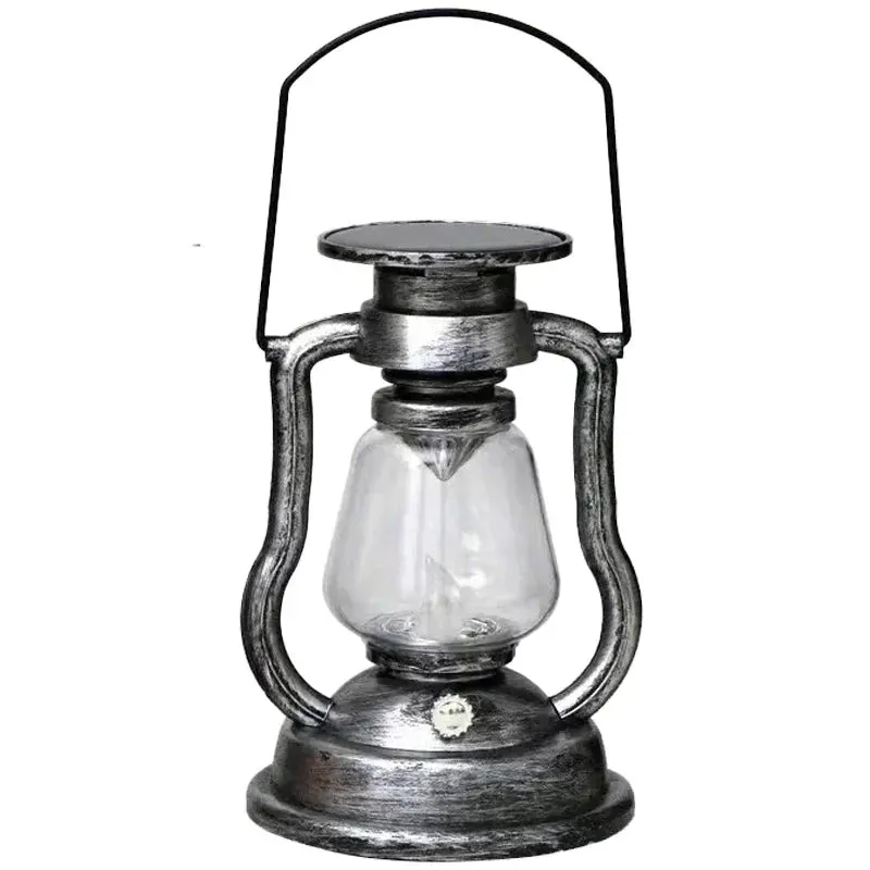 Retro Kerosene Lamp LED Horse Lantern Outdoor Waterproof Portable Rechargeable Solar Powered Flame Light
