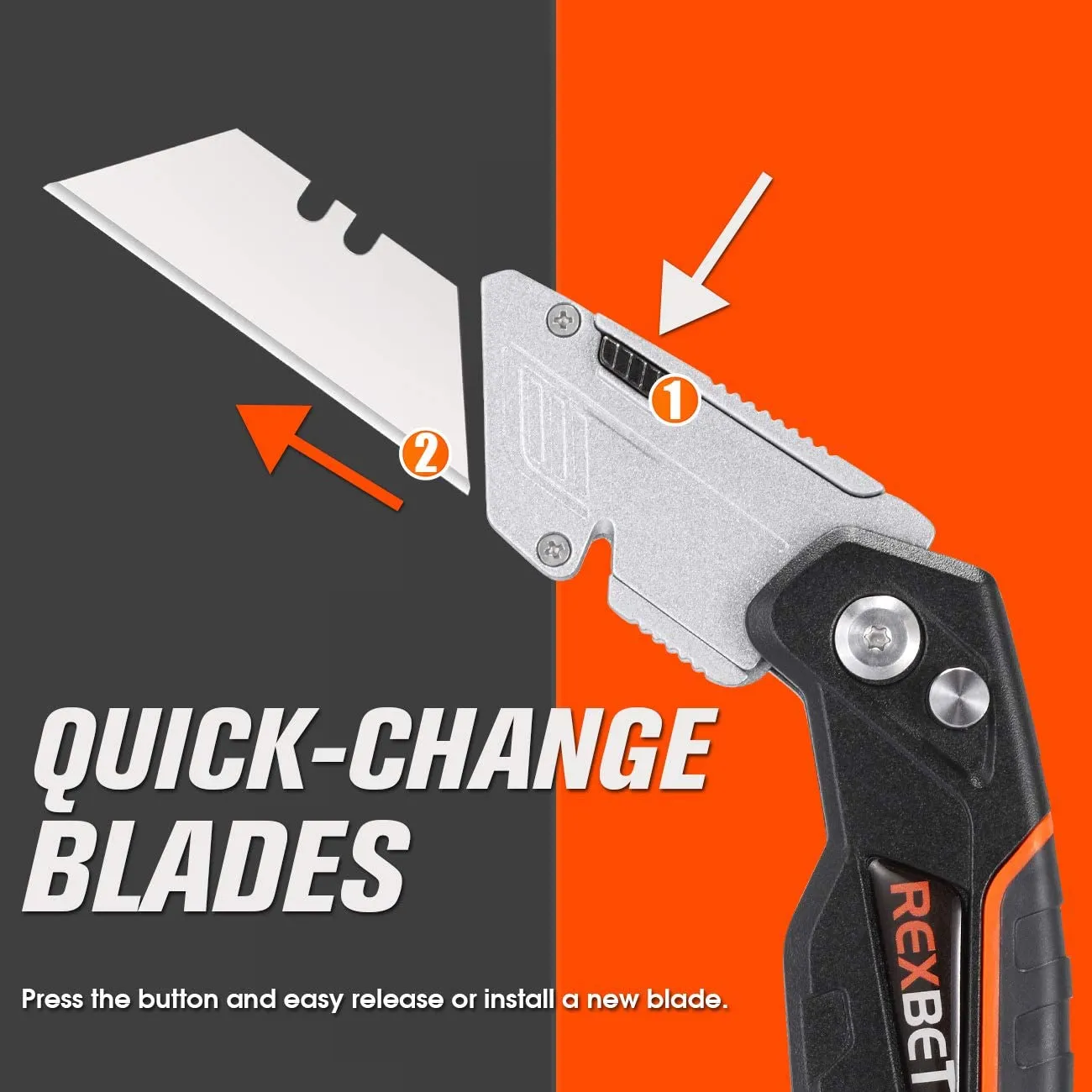 REXBETI 2-Pack Folding Utility Knife Heavy Duty Retractable Box Cutter